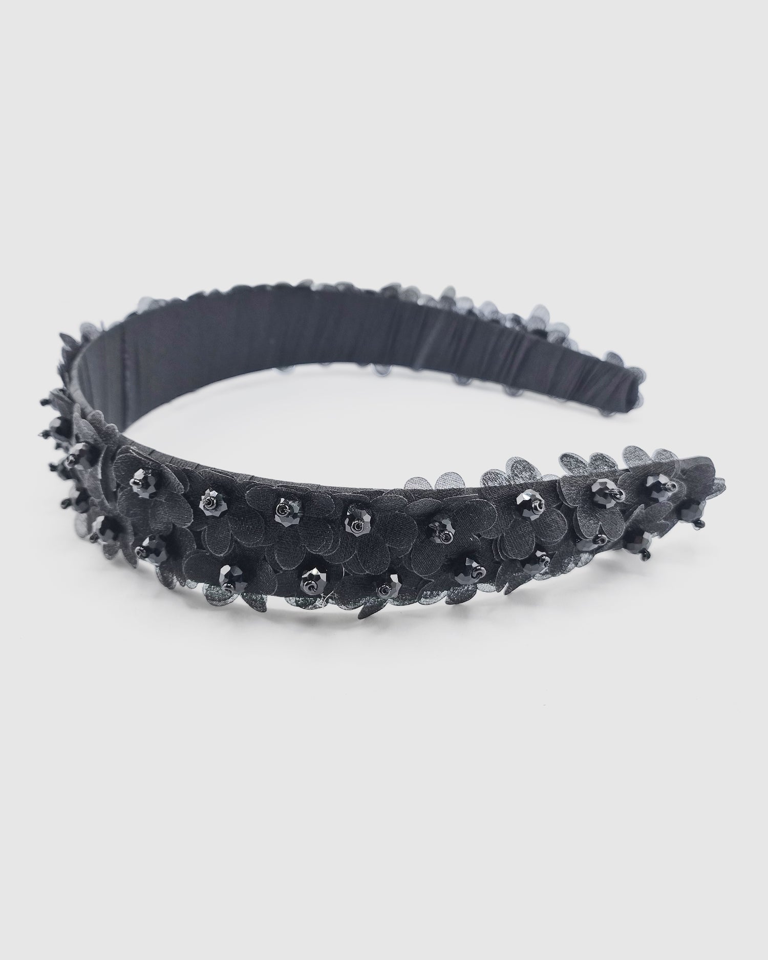 Izoa Rosalie Floral Headband Black