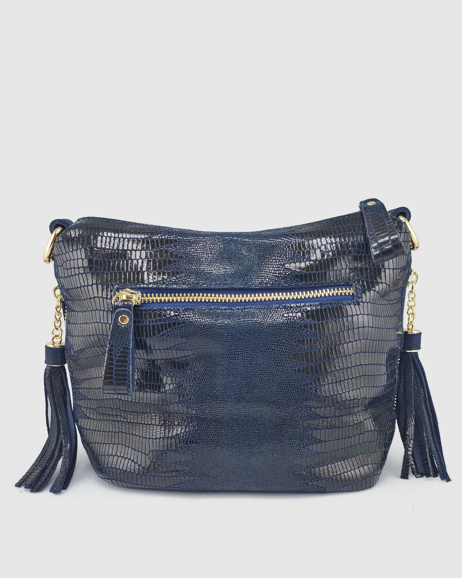 Izoa Nicole Tassel Bag in leather Navy