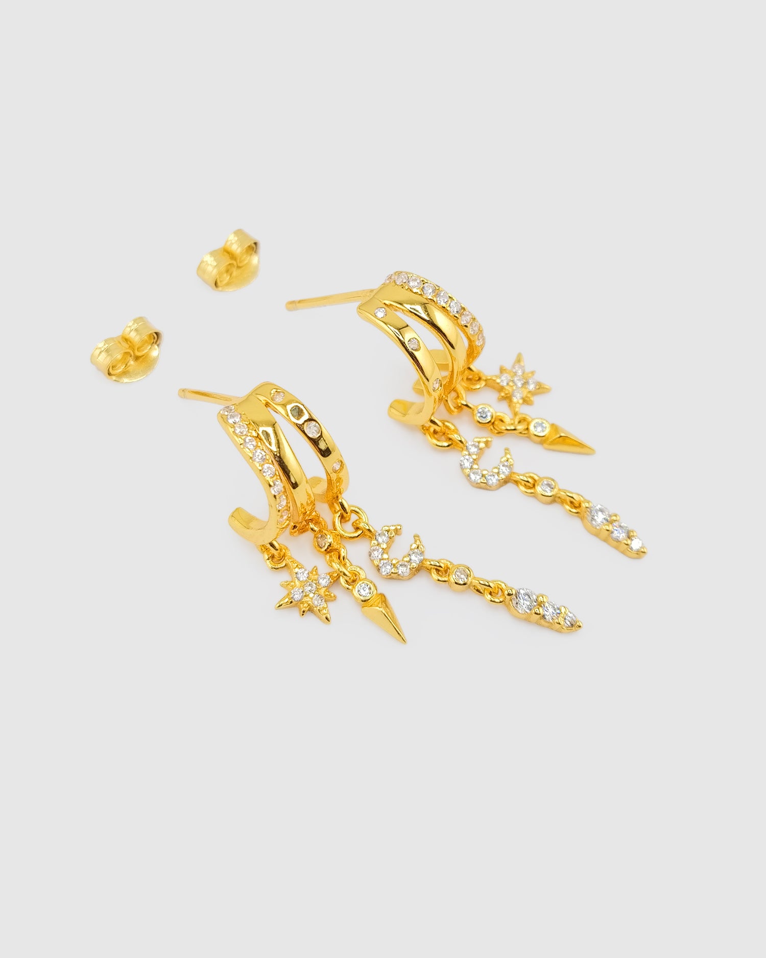 Izoa Starborn Trio Huggie Stud Earring Gold
