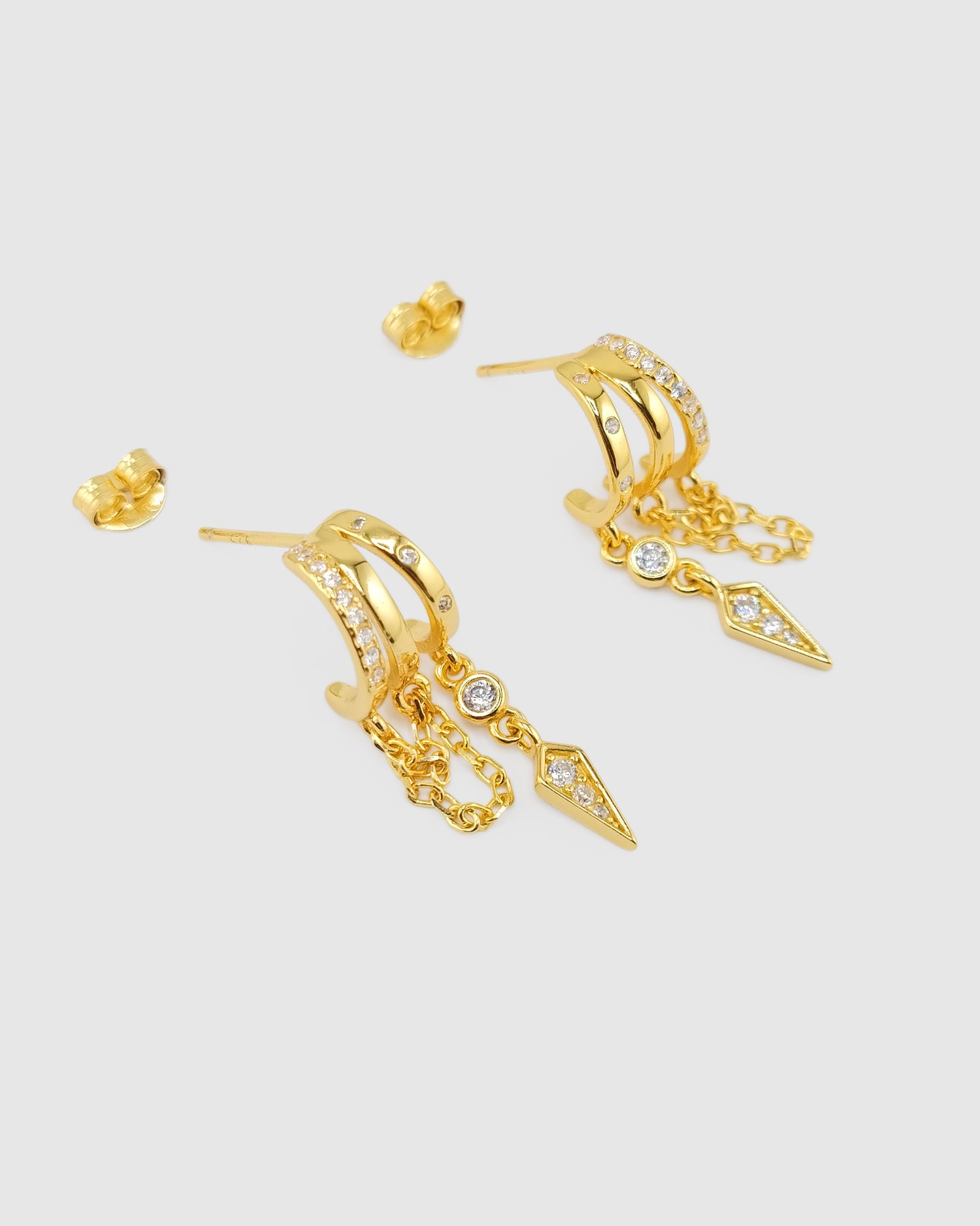 Izoa Halona Trio Huggie Stud Earring Gold