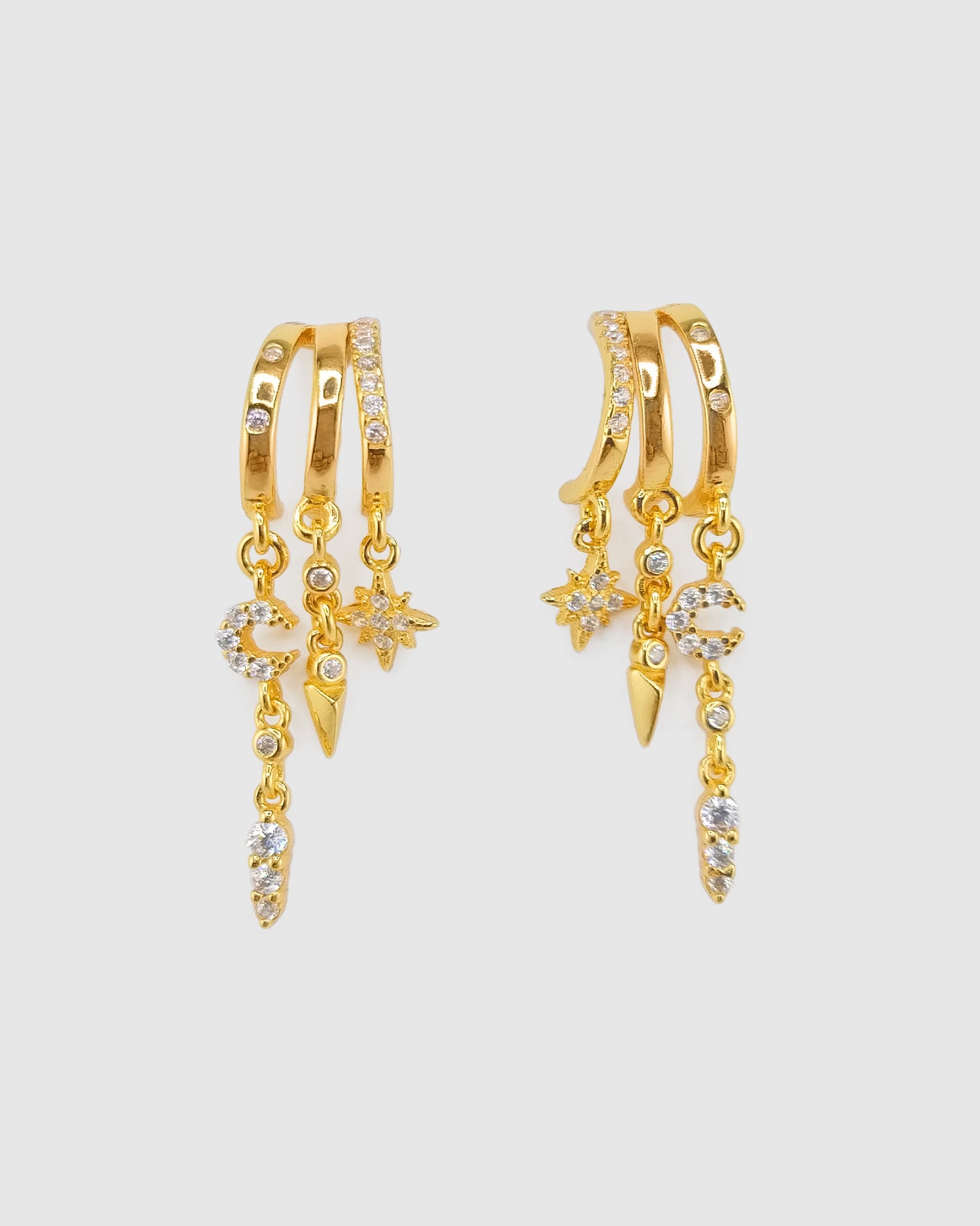 Izoa Starborn Trio Huggie Stud Earring Gold