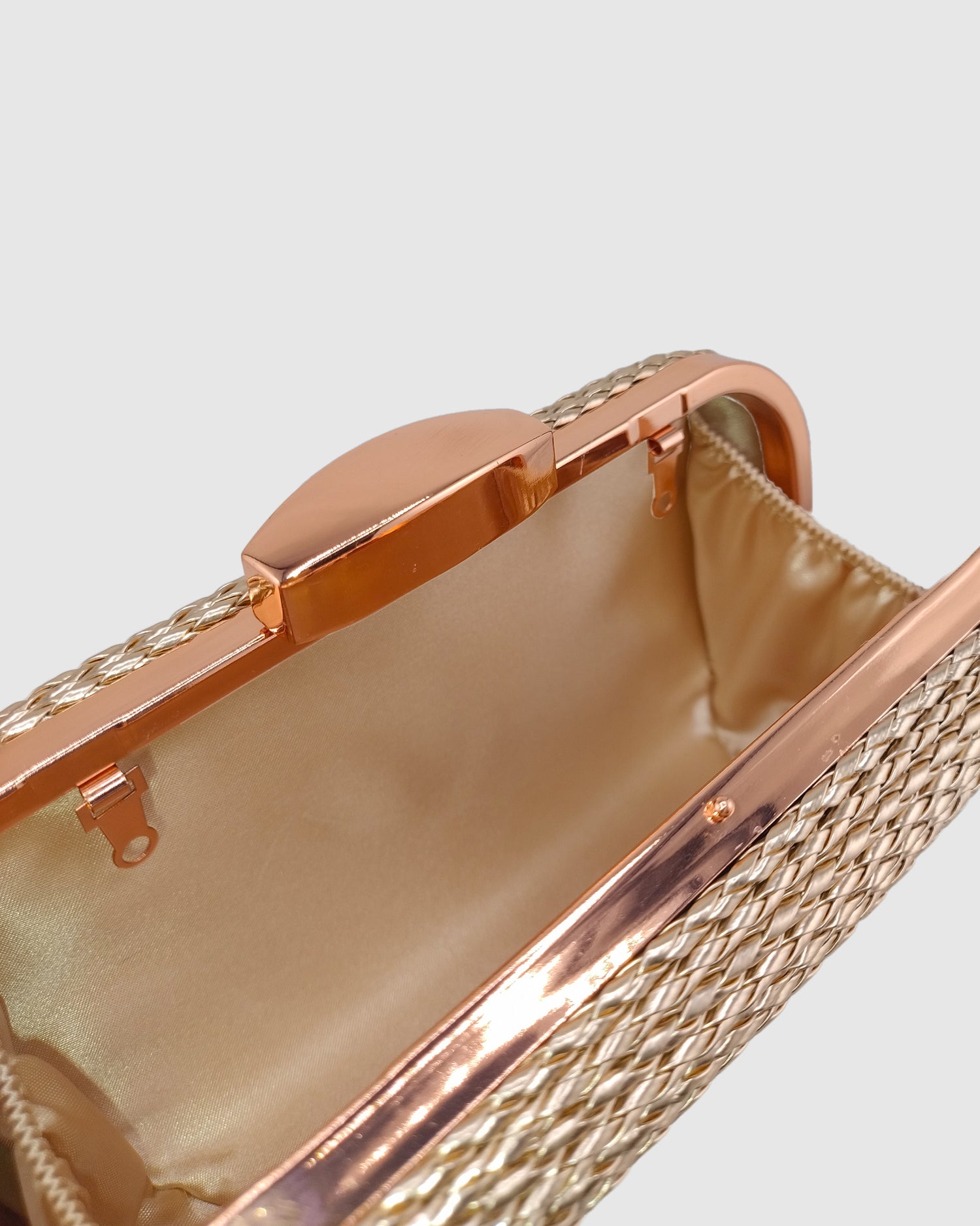 Izoa Helen Rope Detail Clutch in Rose Gold