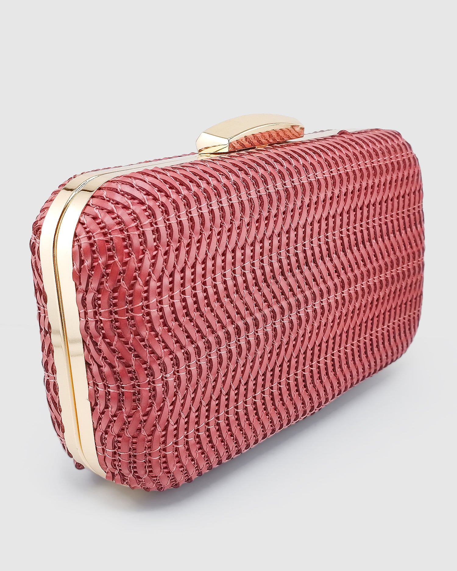 Izoa Sophia Woven Clutch in Burgundy