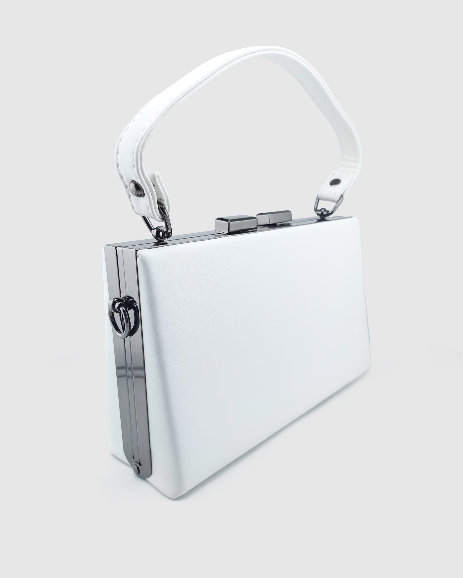 Izoa Brianna Clutch White Gunmetal