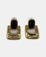 Izoa Celestine Door Knocker Statement Earrings Black - front view