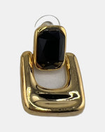 Izoa Celestine Door Knocker Statement Earrings Black - close-up view