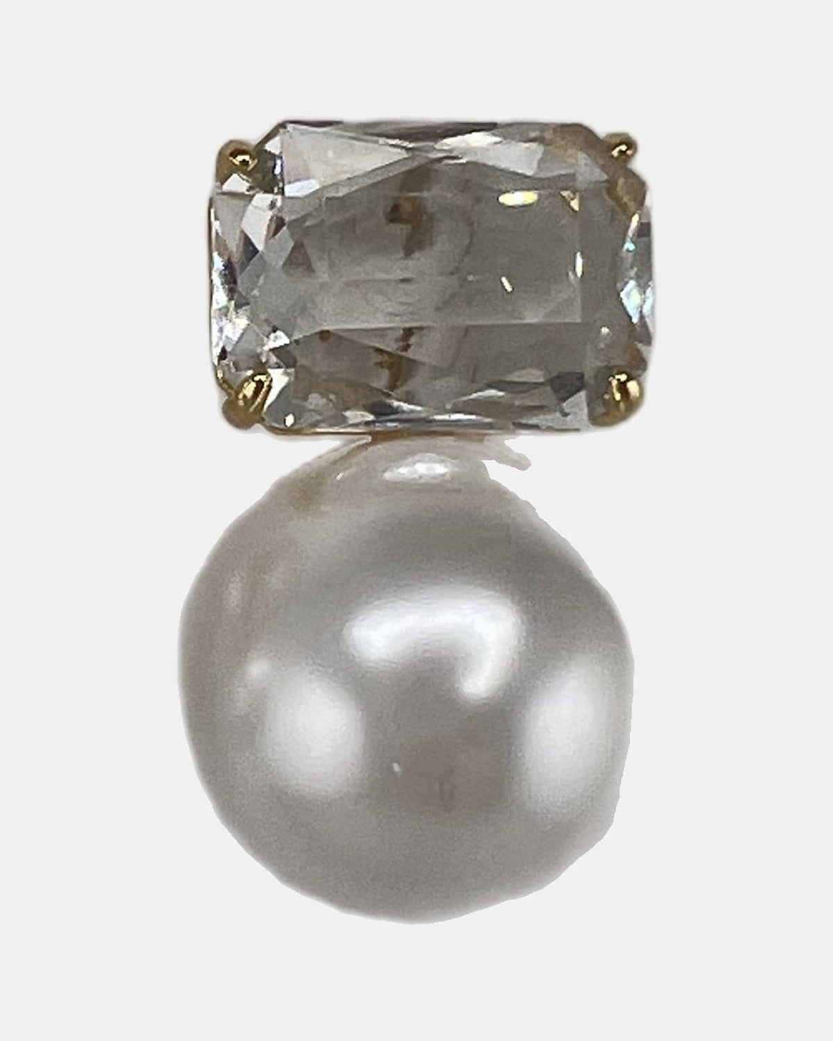 Izoa Cressida Crystal Pearl Drop Earrings Pearl - close-up view
