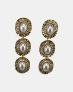 Izoa Esmeralda Triple Pearl Drop Earrings Pearl - front view