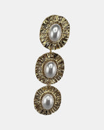 Izoa Esmeralda Triple Pearl Drop Earrings Pearl - close-up view