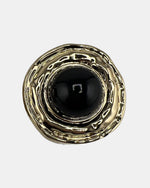 Izoa Henrietta Hammered Statement Stud Earrings Black - close-up view