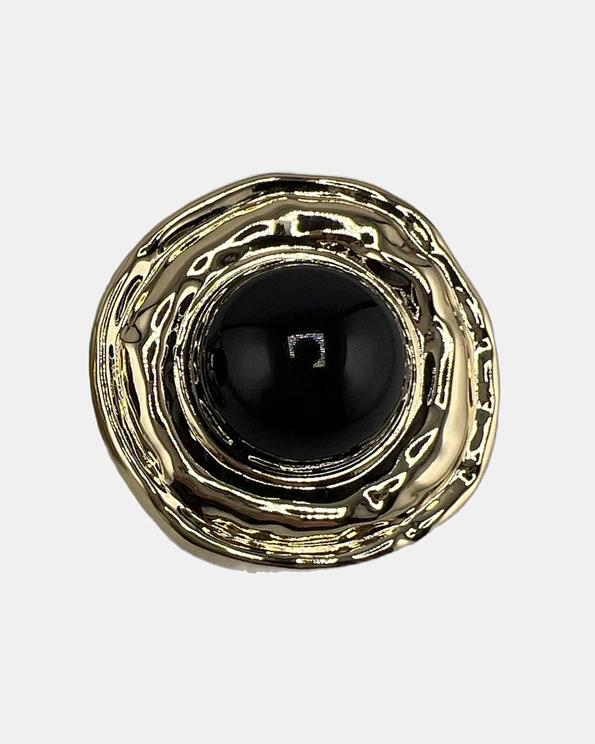 Izoa Henrietta Hammered Statement Stud Earrings Black - close-up view
