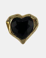 Izoa Leonie Heart Statement Stud Earrings Black - close-up view