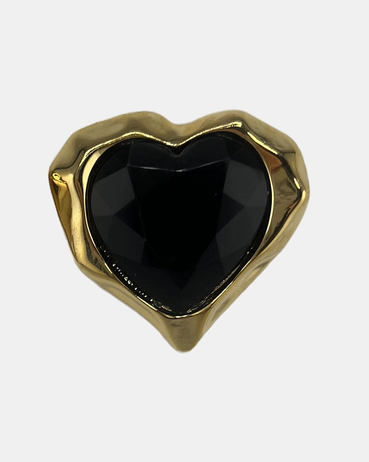 Izoa Leonie Heart Statement Stud Earrings Black - close-up view