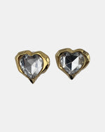 Izoa Leonie Heart Statement Stud Earrings Crystal - front view