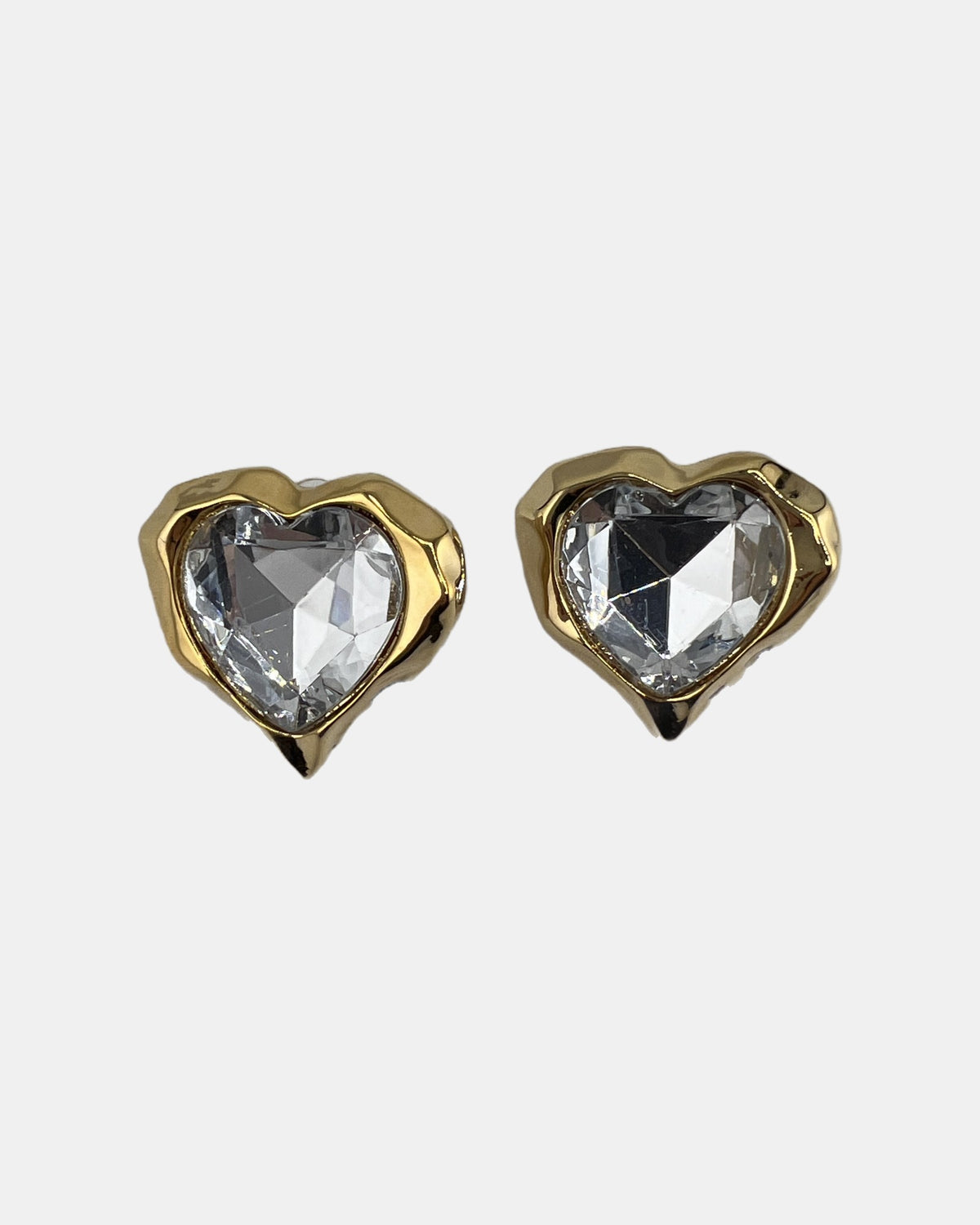 Izoa Leonie Heart Statement Stud Earrings Crystal - front view