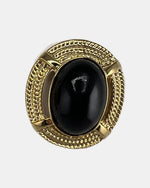 Izoa Octavia Rope Edge Oval Statement Stud Earrings Black - close-up view