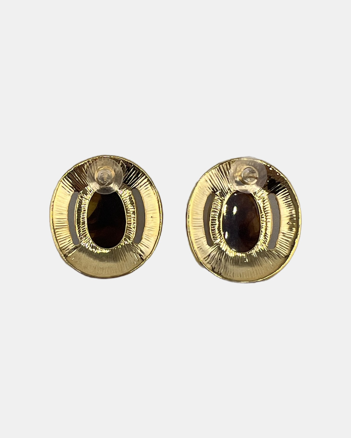 Izoa Octavia Rope Edge Oval Statement Stud Earrings Tortoise - alternate view