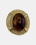 Izoa Octavia Rope Edge Oval Statement Stud Earrings Tortoise - close-up view