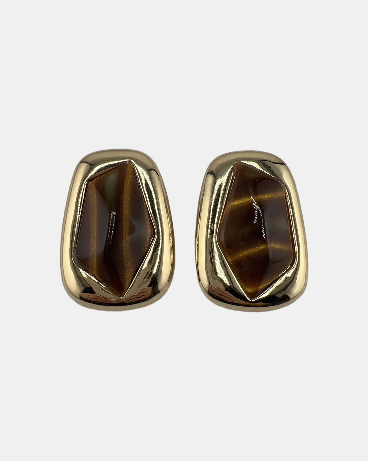 Izoa Philomena Geometric Statement Stud Earrings Brown - front view