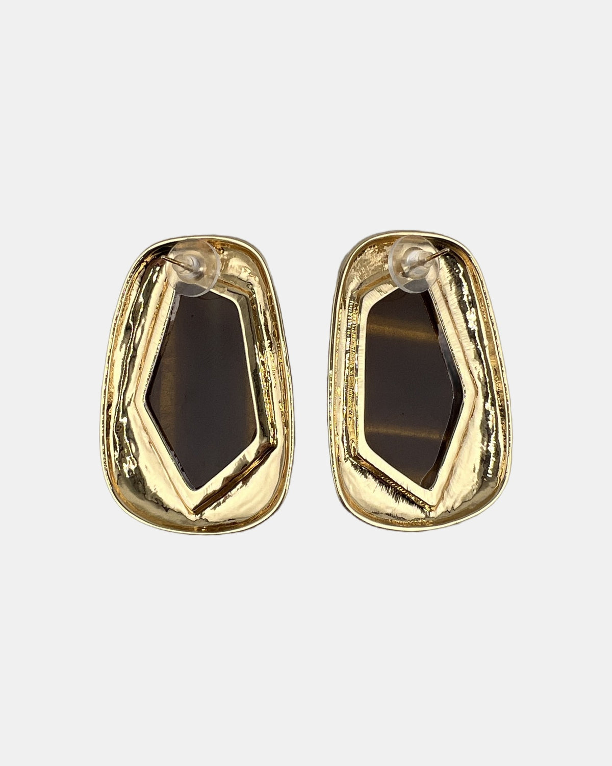 Izoa Philomena Geometric Statement Stud Earrings Brown - alternate view