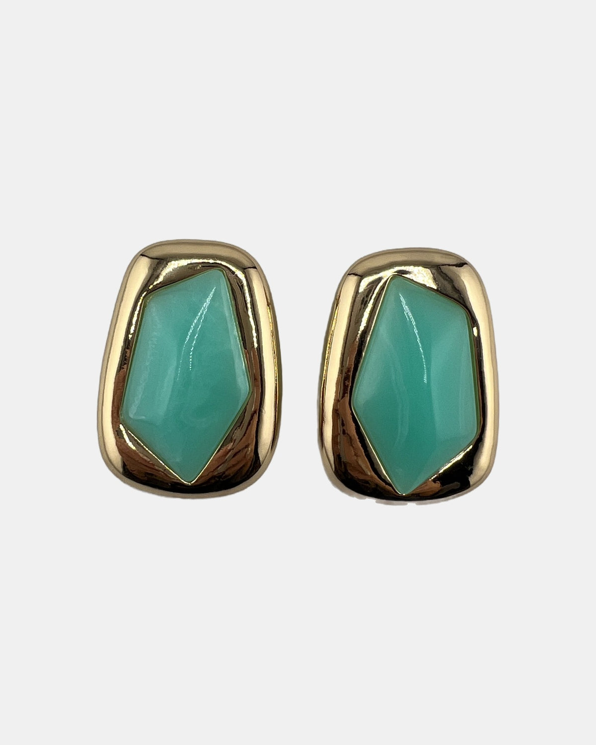 Izoa Philomena Geometric Statement Stud Earrings Turquoise - front view