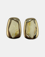 Izoa Theodora Sculpted Statement Stud Earrings Cream - front view