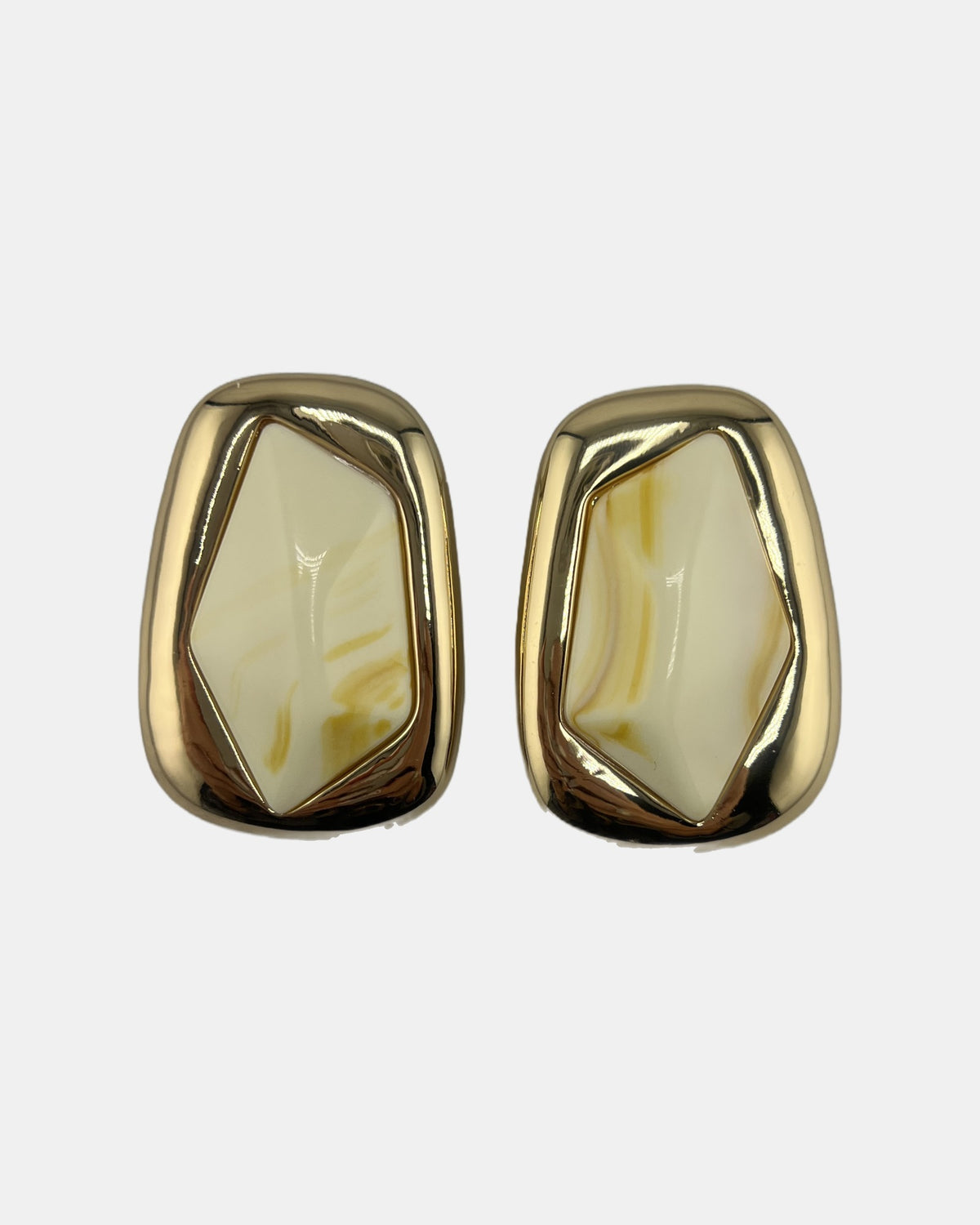 Izoa Theodora Sculpted Statement Stud Earrings Cream - front view