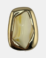 Izoa Theodora Sculpted Statement Stud Earrings Cream - close-up view