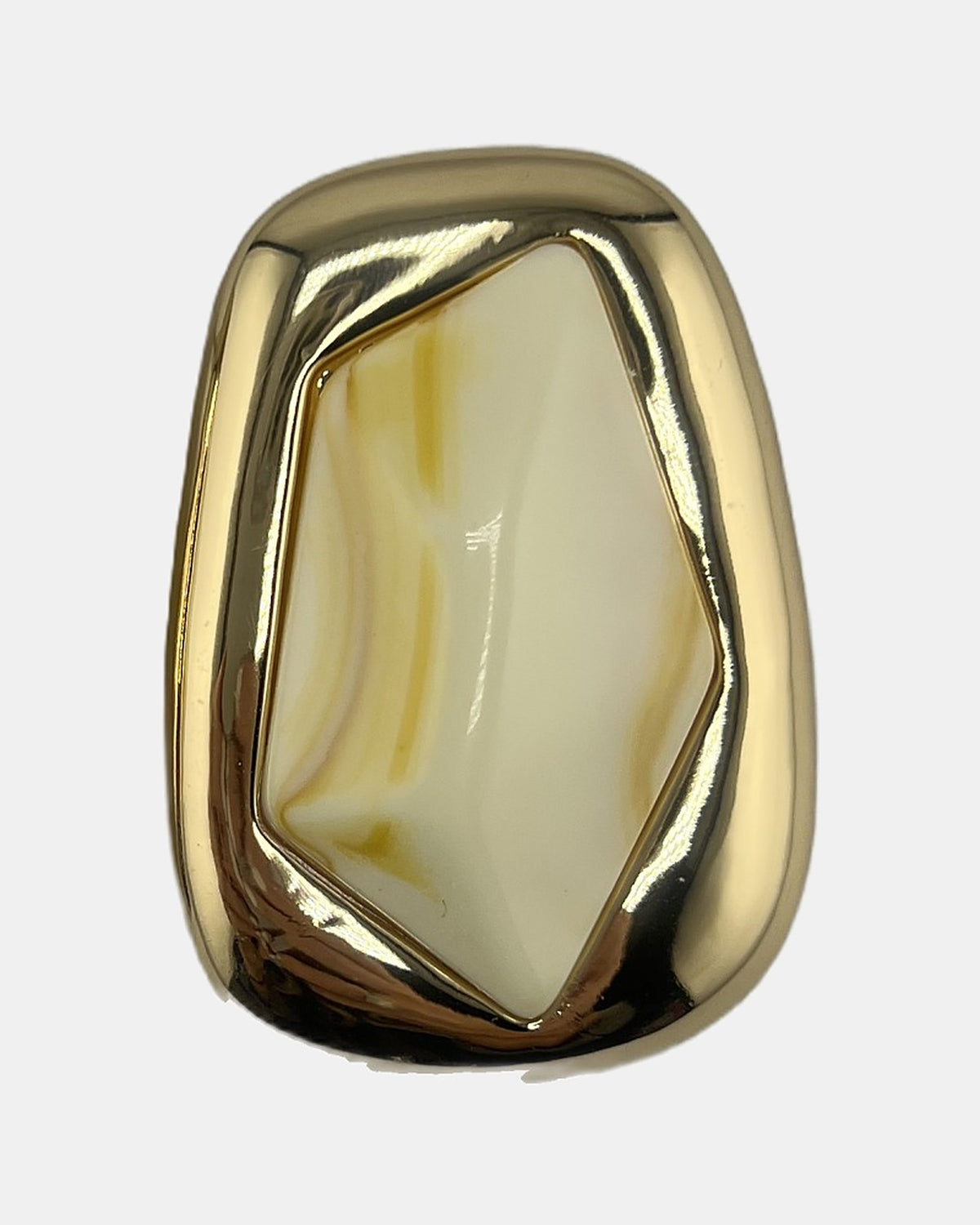 Izoa Theodora Sculpted Statement Stud Earrings Cream - close-up view