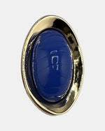 Izoa Vivienne Domed Oval Statement Stud Earrings Blue - close-up view