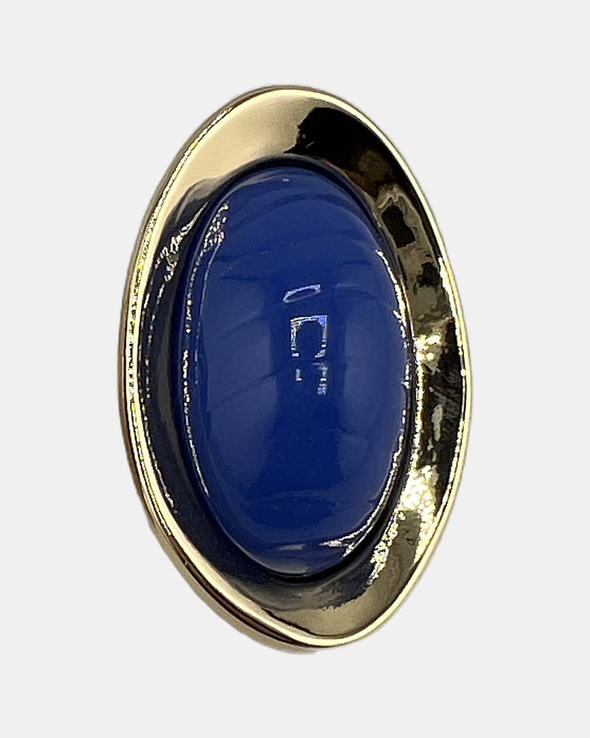 Izoa Vivienne Domed Oval Statement Stud Earrings Blue - close-up view
