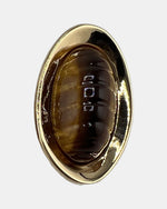Izoa Vivienne Domed Oval Statement Stud Earrings Brown - close-up view