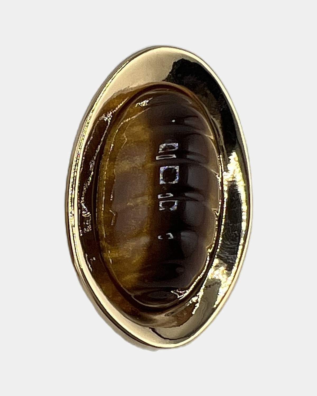 Izoa Vivienne Domed Oval Statement Stud Earrings Brown - close-up view