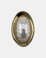 Izoa Vivienne Domed Oval Statement Stud Earrings Pearl - alternate view