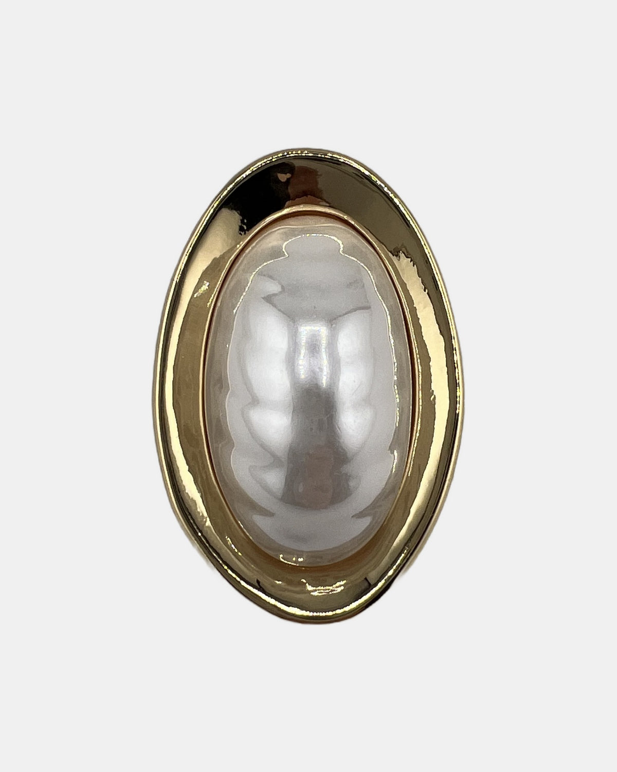 Izoa Vivienne Domed Oval Statement Stud Earrings Pearl - alternate view