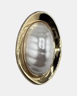 Izoa Vivienne Domed Oval Statement Stud Earrings Pearl - close-up view