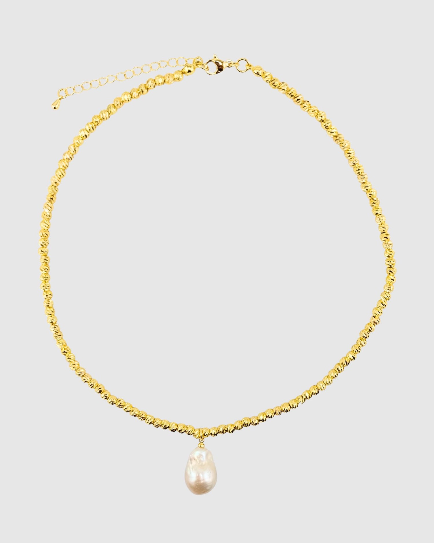 Izoa Odette Drop Pearl Necklace Gold