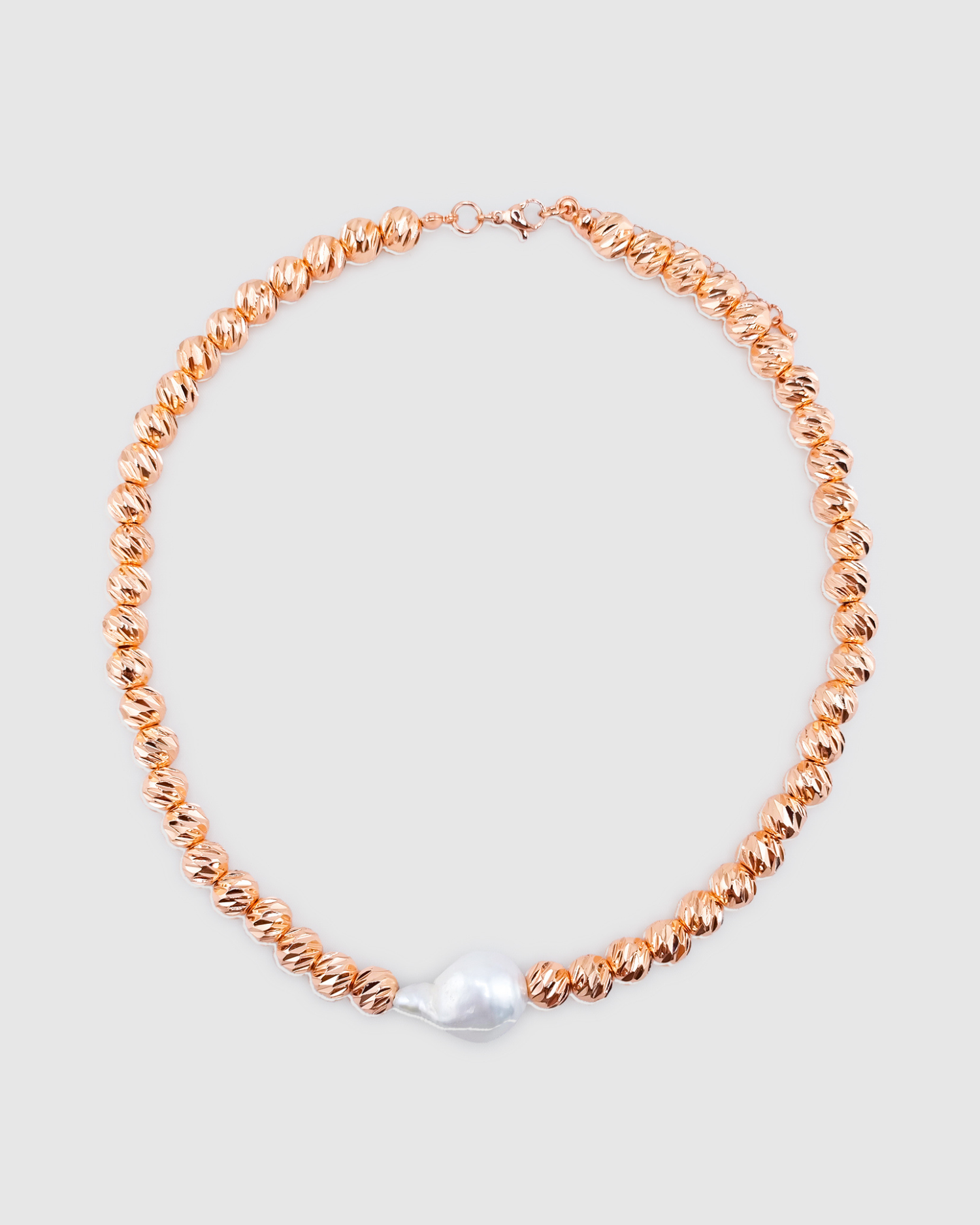 Izoa Maia Freshwater Baroque Pearl Necklace Rose Gold