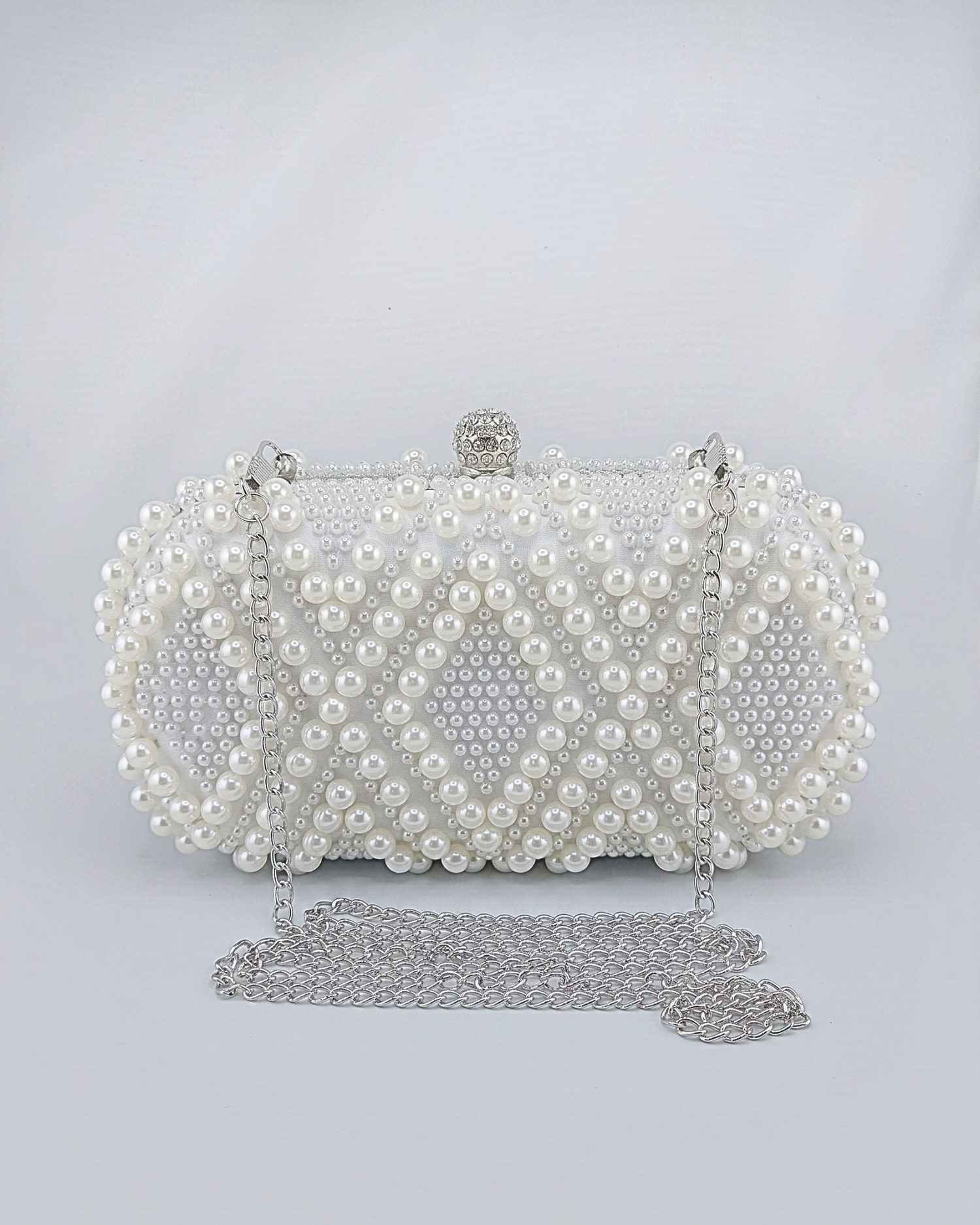 Izoa Liliana Pearl Clutch Silver Pearl