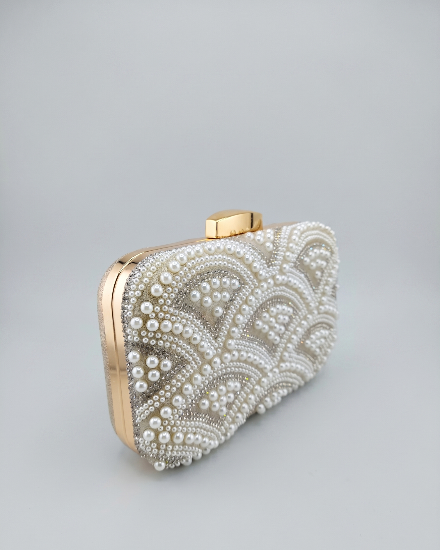 Izoa Juliette Pearl Clutch Gold Pearl