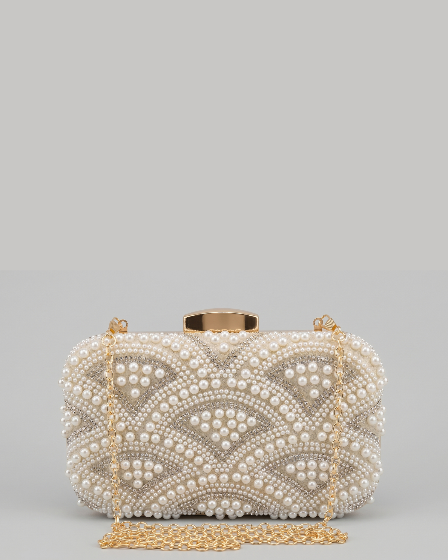 Izoa Juliette Pearl Clutch Gold Pearl