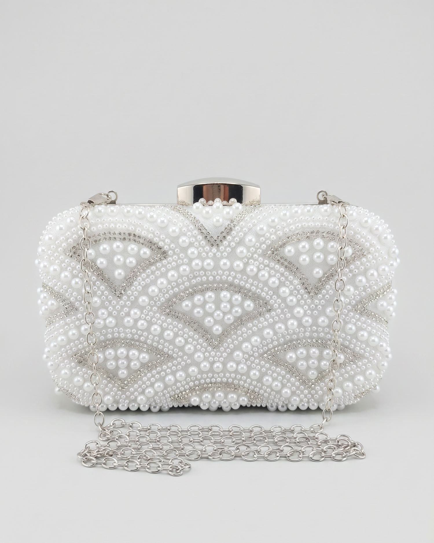 Izoa Juliette Pearl Clutch Silver Pearl