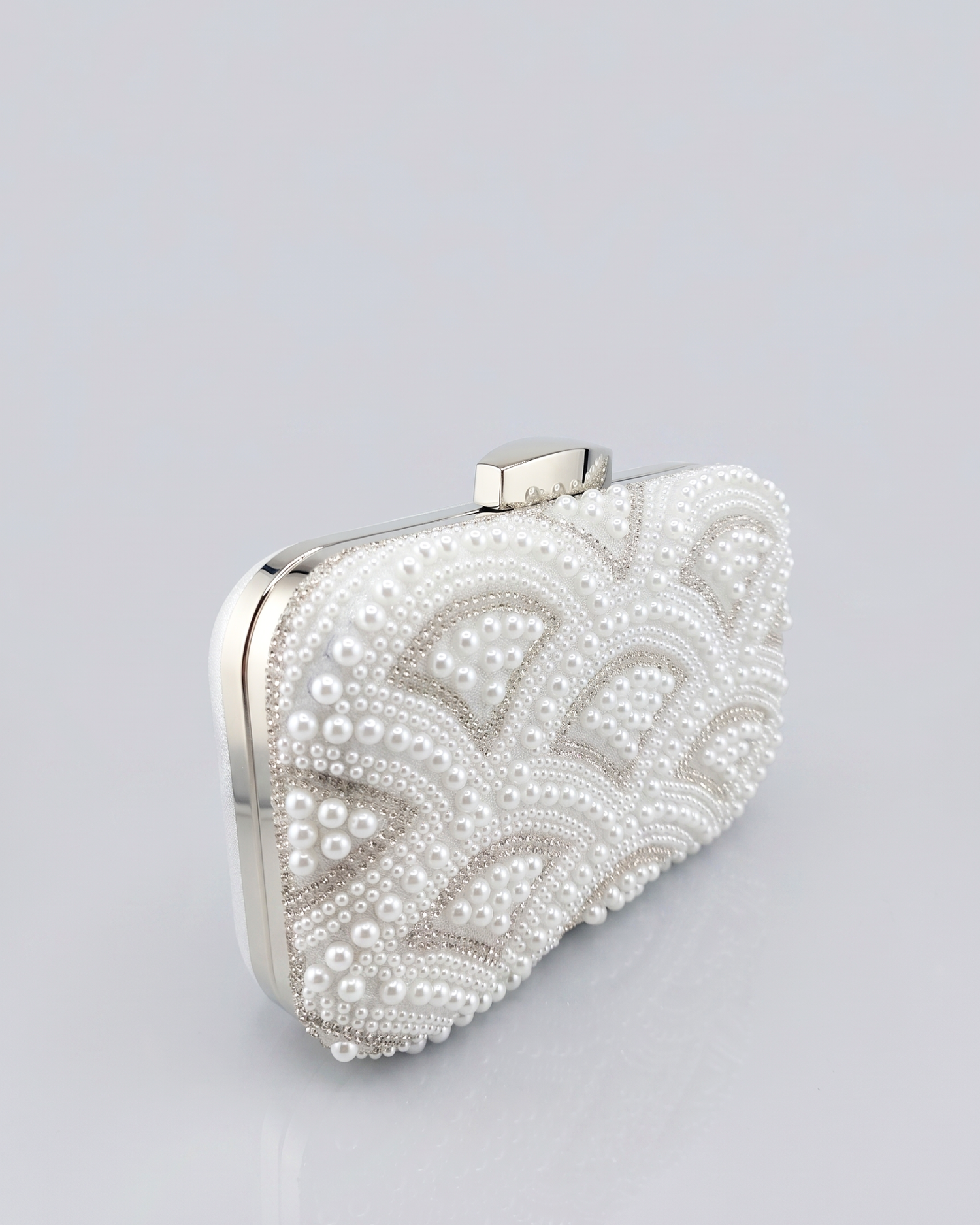 Izoa Juliette Pearl Clutch Silver Pearl