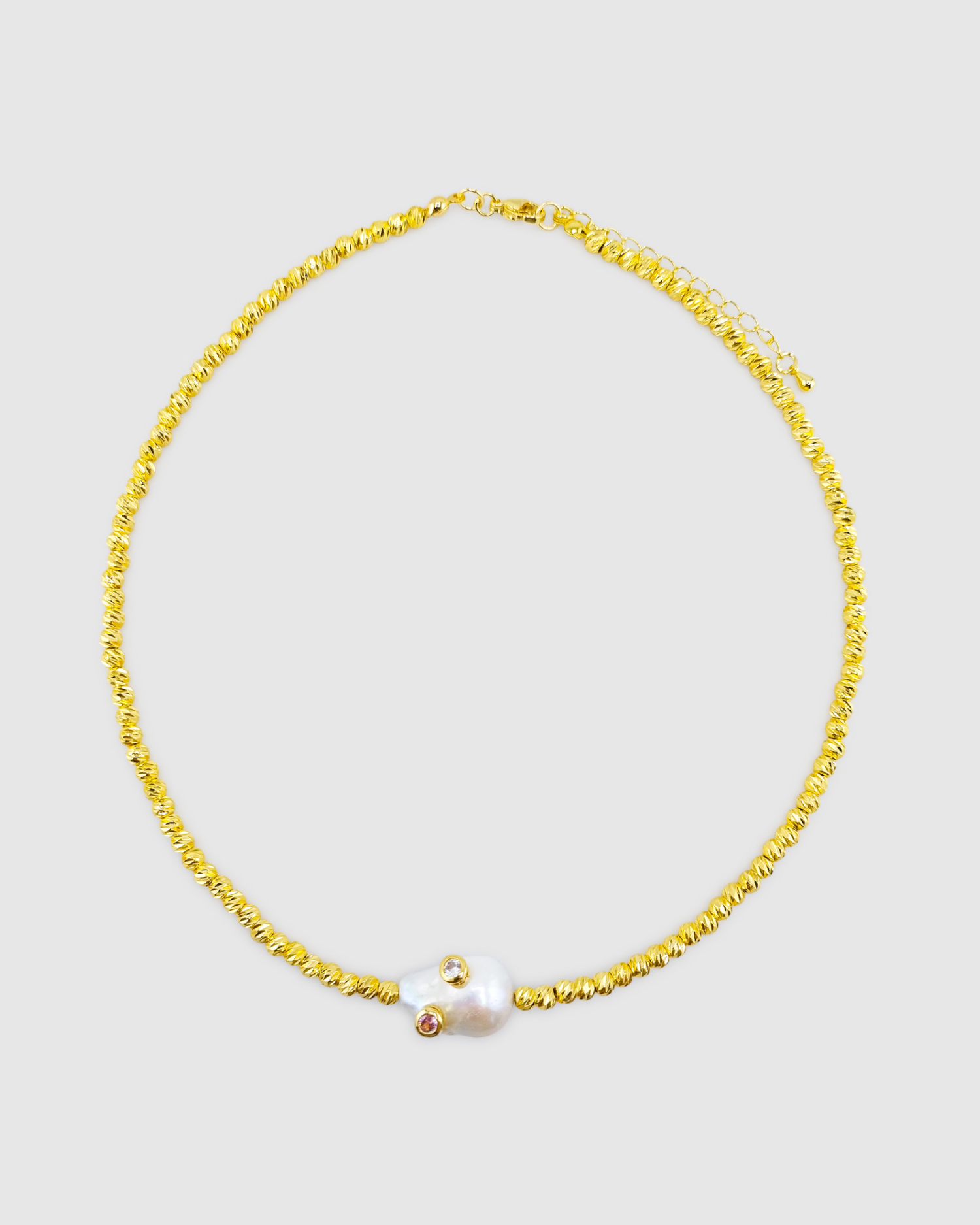 Izoa Soleil Freshwater Baroque Pearl Necklace Gold Pink