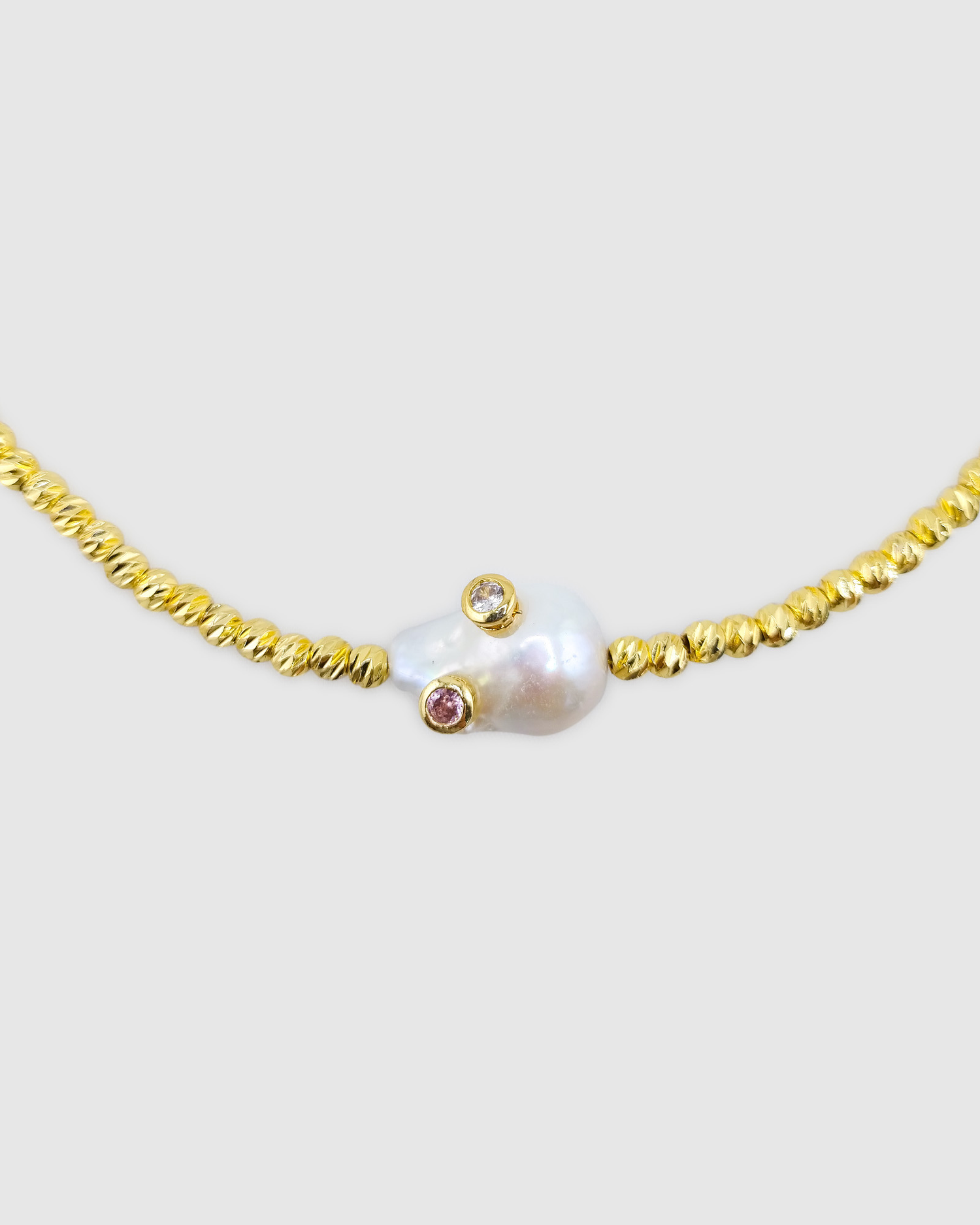 Izoa Soleil Freshwater Baroque Pearl Necklace Gold Pink