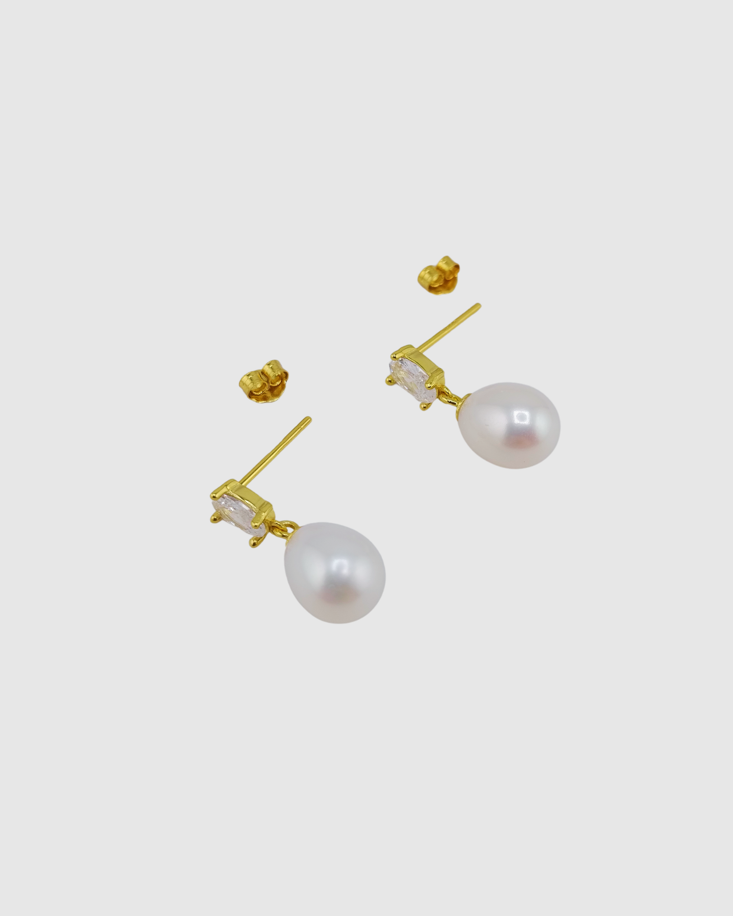 Izoa Millie Earrings Gold Clear Freshwater Pearl