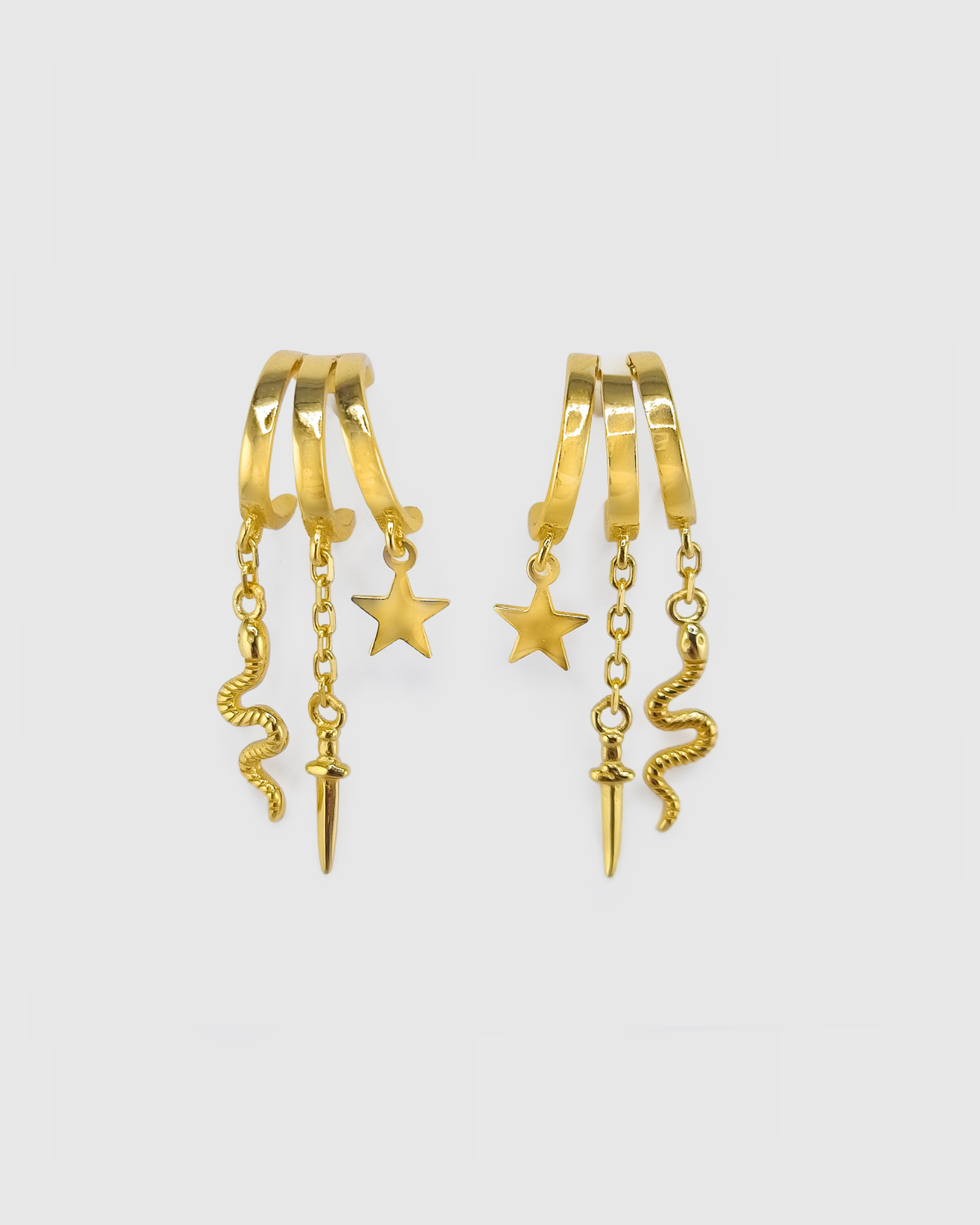 Izoa Snake Trio Huggie Stud Earring Gold