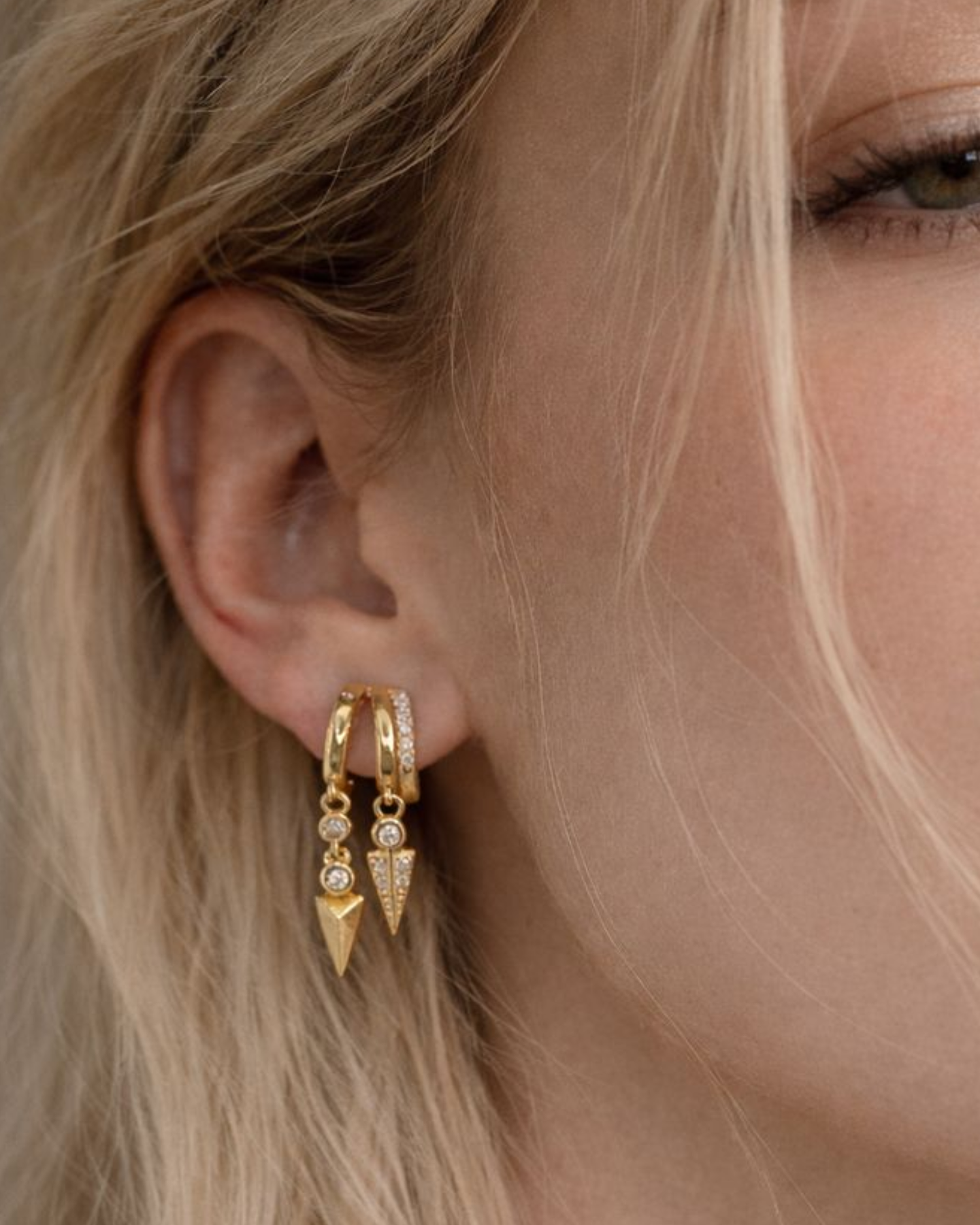 Izoa Salomi Trio Huggie Stud Earring Gold