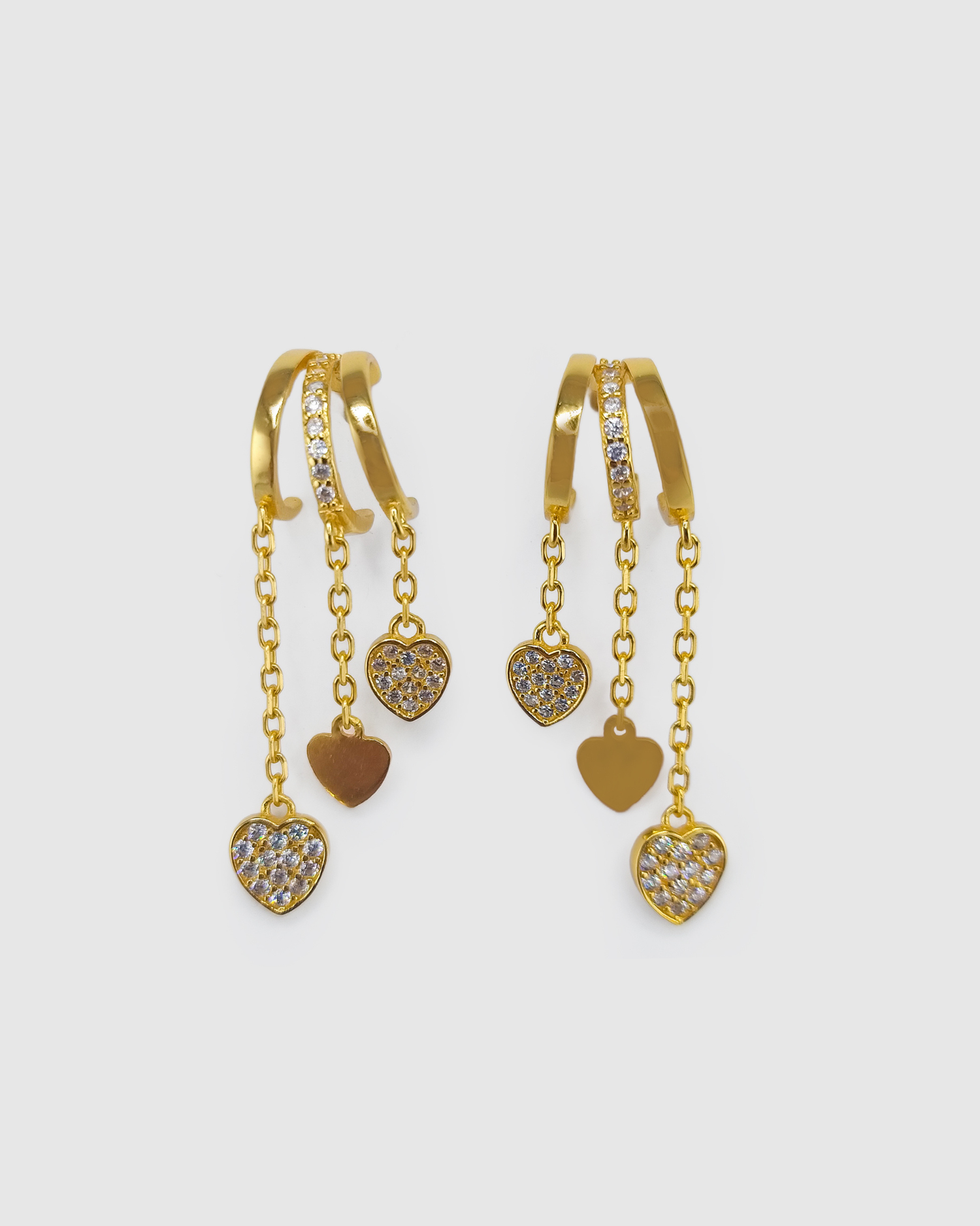 Izoa Cara Trio Huggie Stud Earring Gold