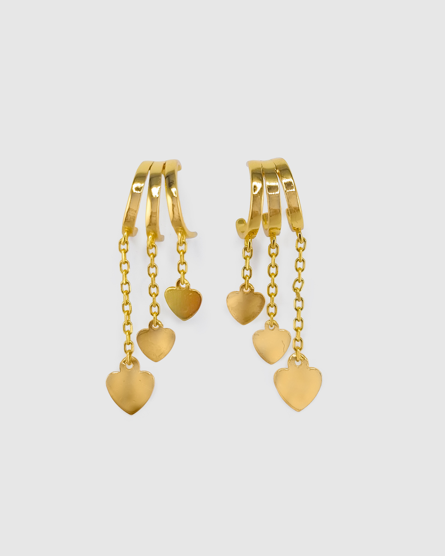 Izoa Hearts Trio Huggie Stud Earring Gold